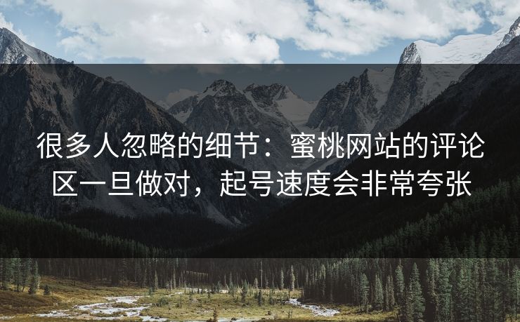 很多人忽略的细节：蜜桃网站的评论区一旦做对，起号速度会非常夸张