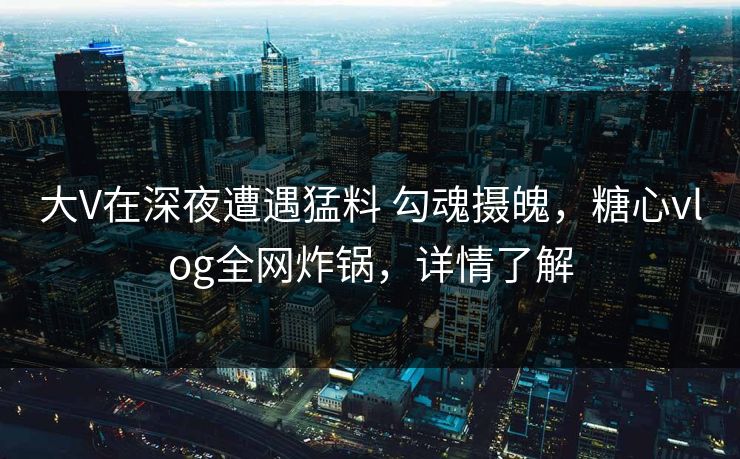 大V在深夜遭遇猛料 勾魂摄魄，糖心vlog全网炸锅，详情了解