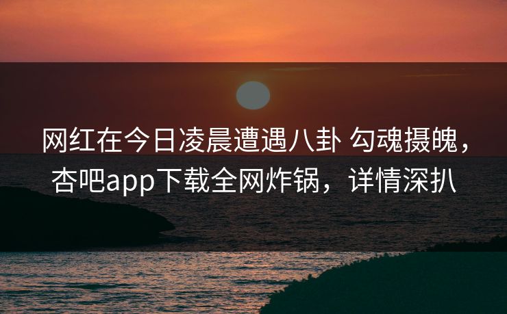 网红在今日凌晨遭遇八卦 勾魂摄魄，杏吧app下载全网炸锅，详情深扒  第1张