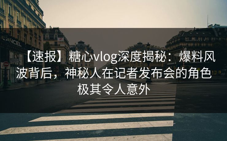【速报】糖心vlog深度揭秘：爆料风波背后，神秘人在记者发布会的角色极其令人意外