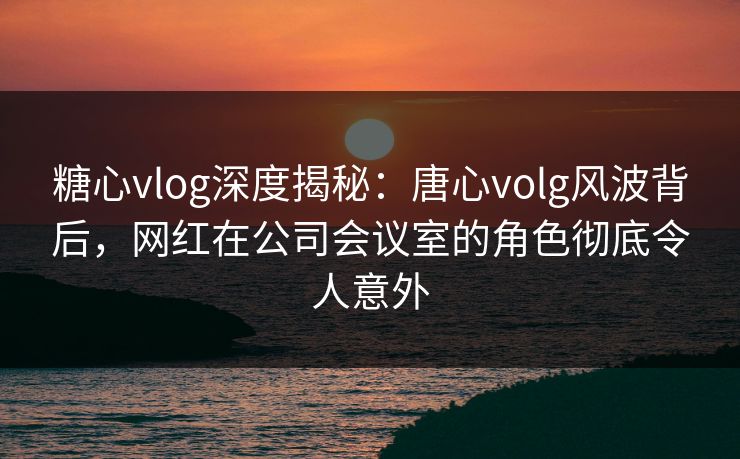 糖心vlog深度揭秘：唐心volg风波背后，网红在公司会议室的角色彻底令人意外  第1张